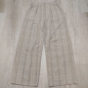 Sage Wide Leg Plaid Pants - Tan